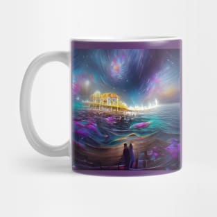 Cosmic Santa Monica Pier AI created Digital Art Mug